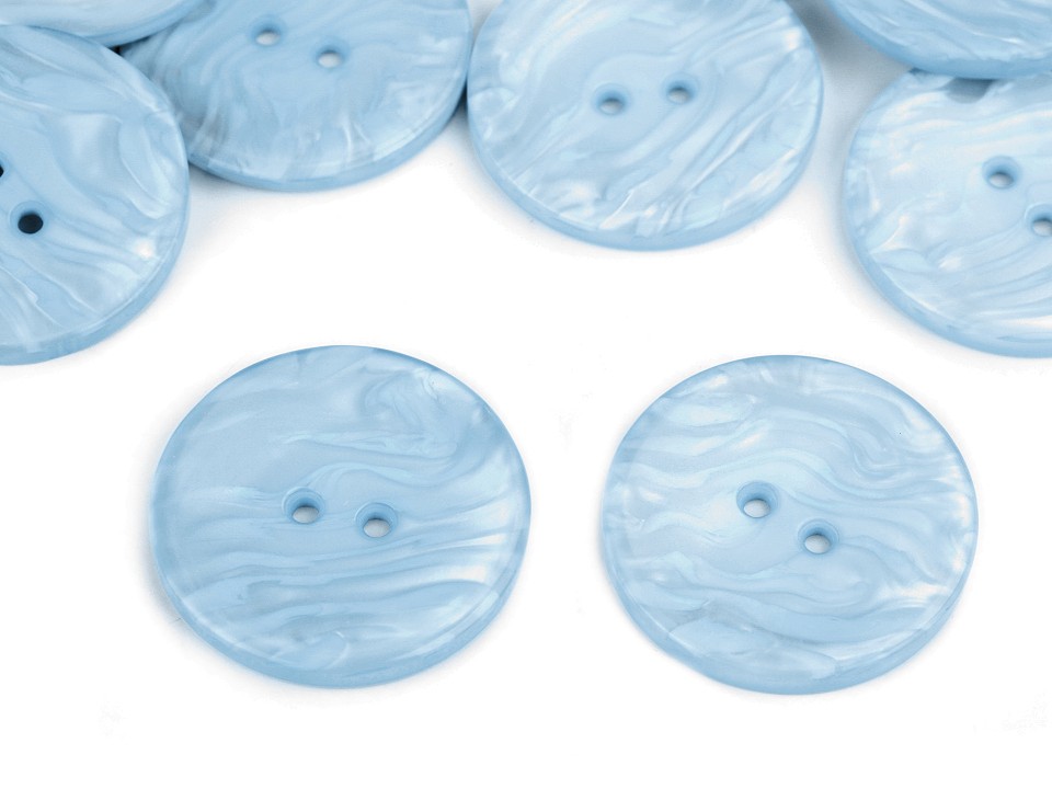 Kunststoff-Knopf Perlmutt Effekt hellblau 38,1 mm