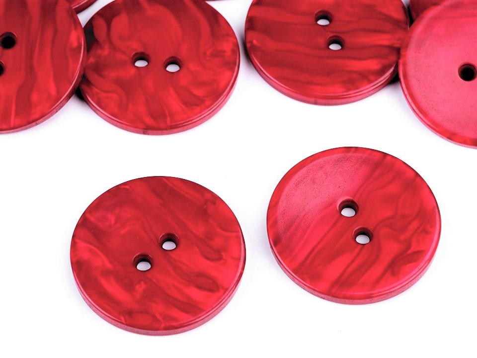 Kunststoff-Knopf Perlmutt Effekt rot 38,1 mm    