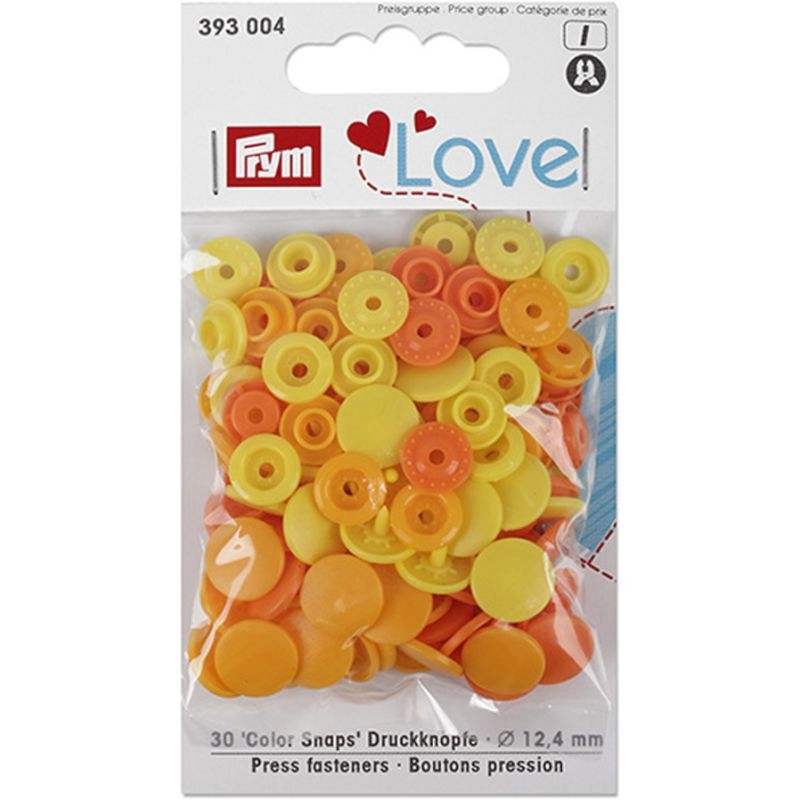 Prym Love Druckknopf Color Snaps 12,4mm orange/gelb/zitronengelb