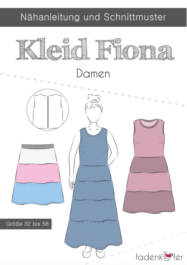 Papierschnittmuster Kleid Fiona für Damen 32-58 von Fadenkäfer