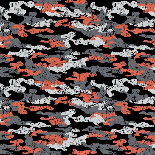 Sommersweat mit Camouflagemuster - schwarz/orange