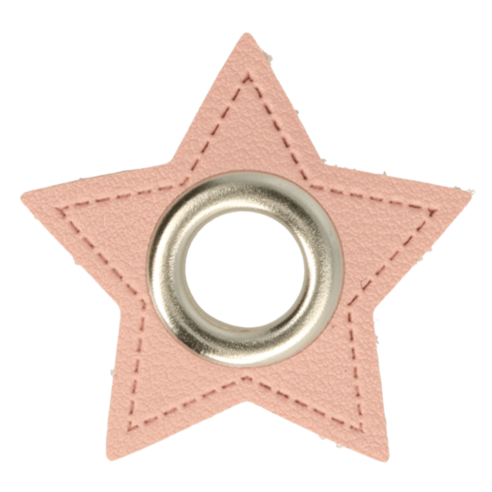 Ösen-Patch auf rosa Kunstleder in Sternform nickel 11mm