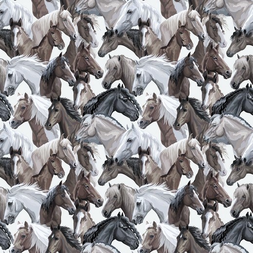 Canvas Digital "Horses" - ecru/schwarz