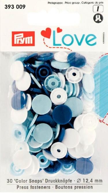 Prym Love Druckknopf Color Snaps 12,4mm blau/weiß/hellblau 393009