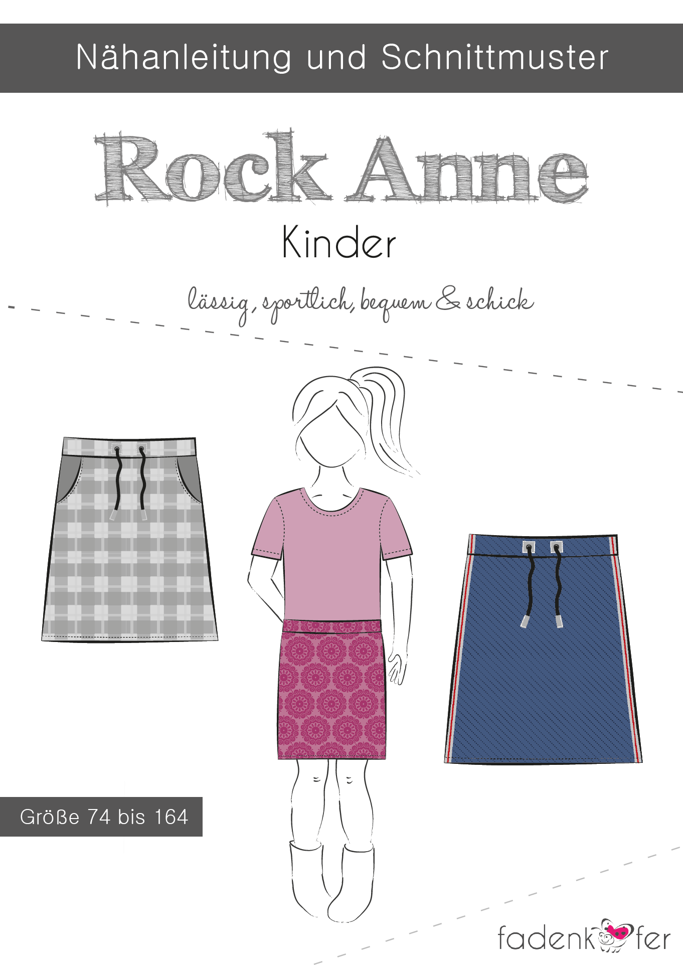 Papierschnittmuster Rock Anne für Kinder 74-164 von Fadenkäfer