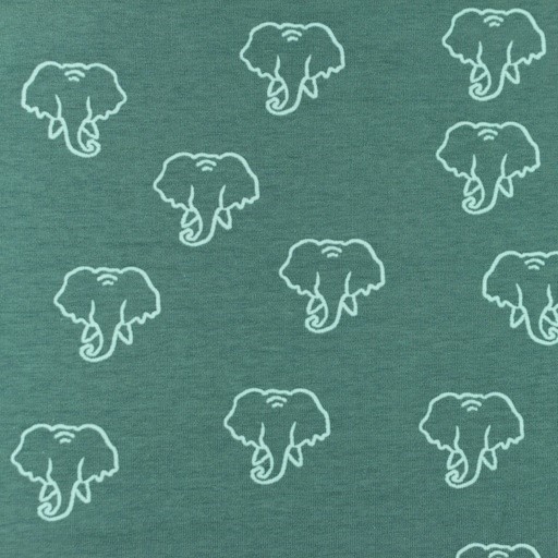 Baumwolljersey mit Elefanten - dark old green
