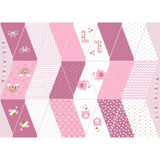 Baumwollstoff Panel "Baby Girlande" rosa