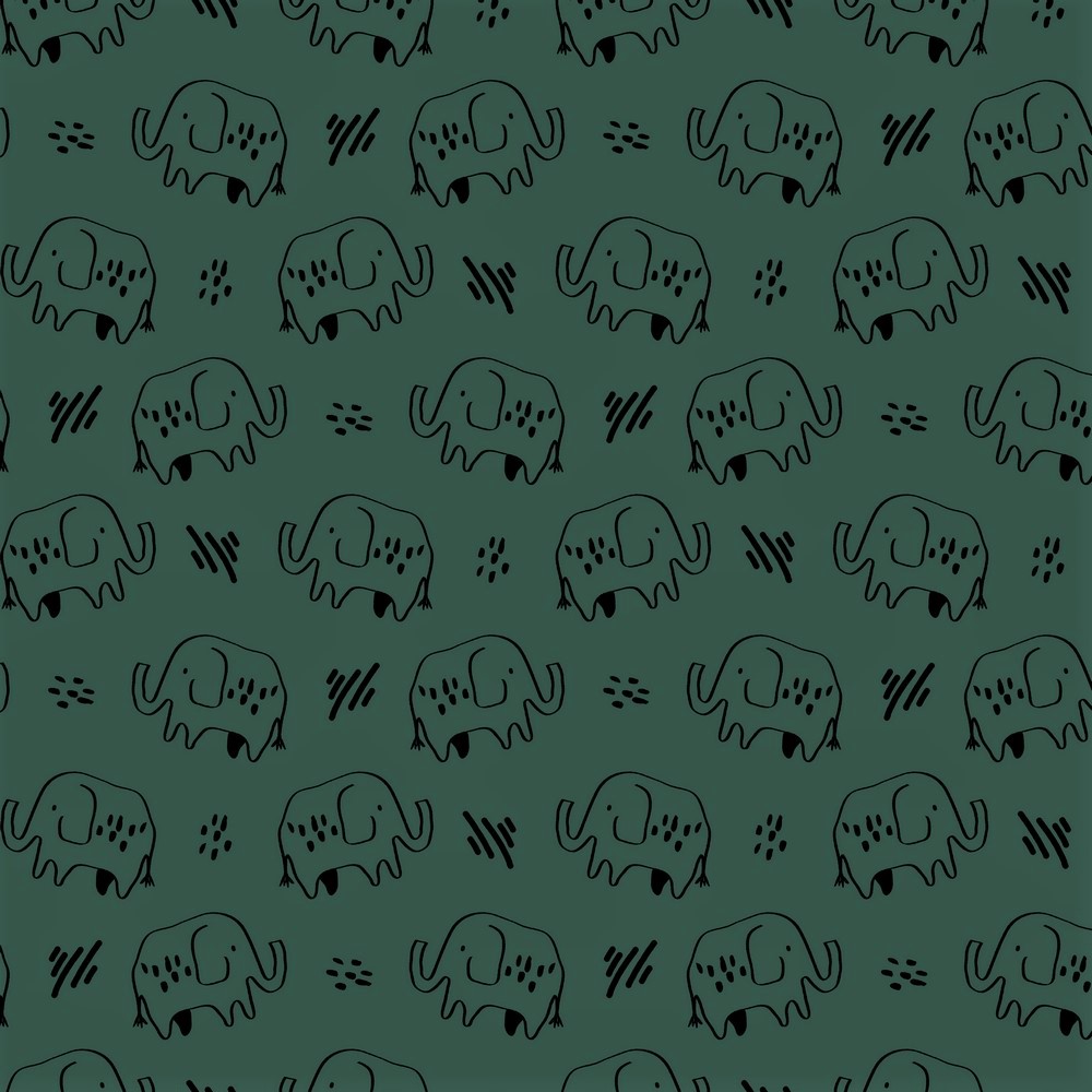 Softsweat angeraut Organic Cotton "Elephants" - dark green