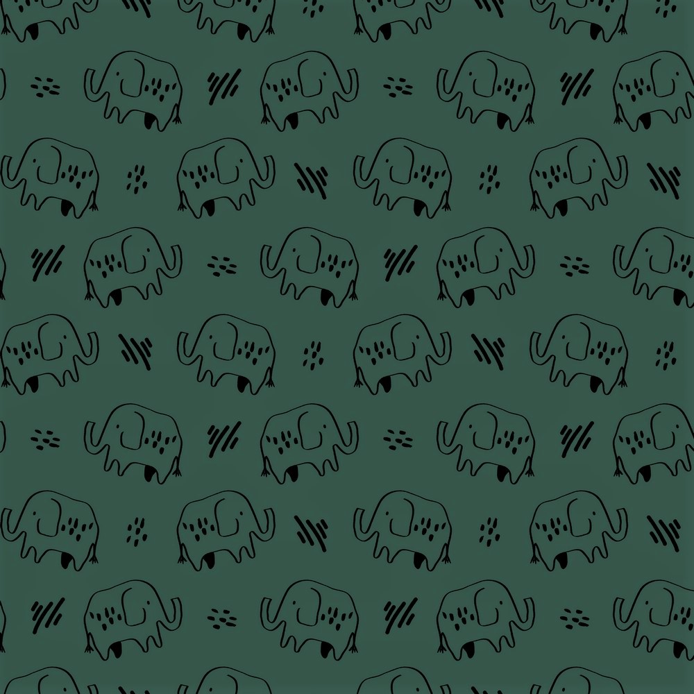 Softsweat angeraut Organic Cotton "Elephants" - dark green