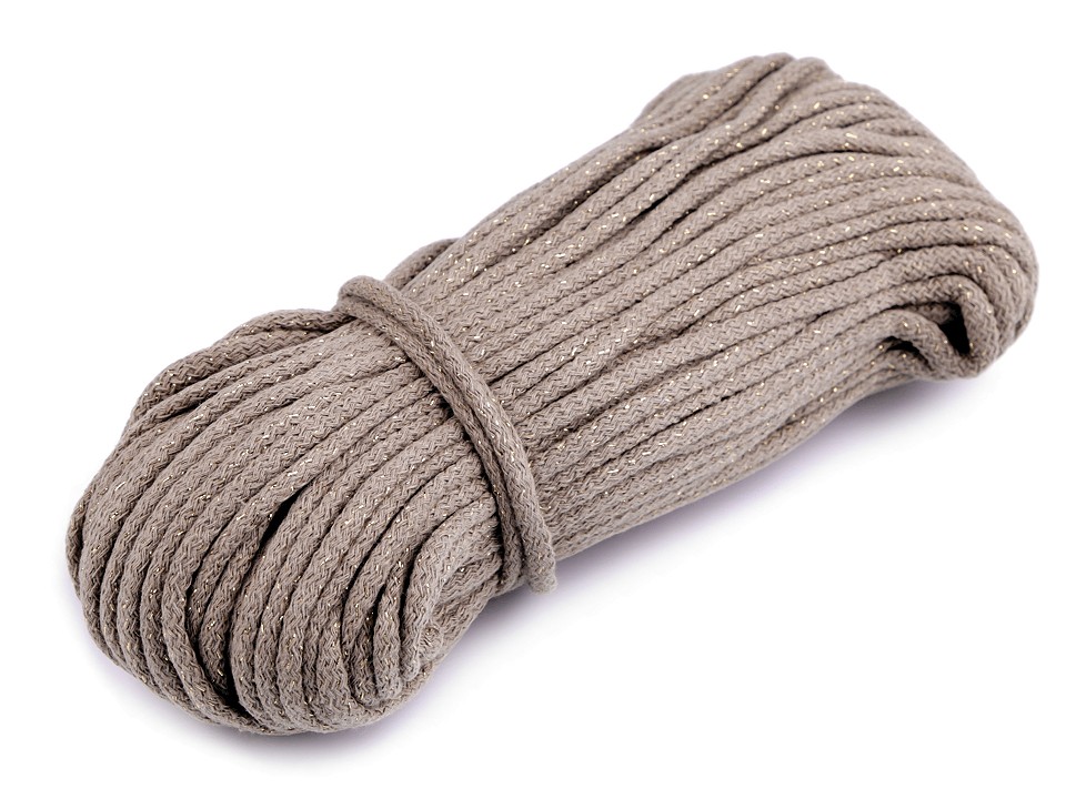 Kordel beige mit Lurexfäden (silber) 5mm    