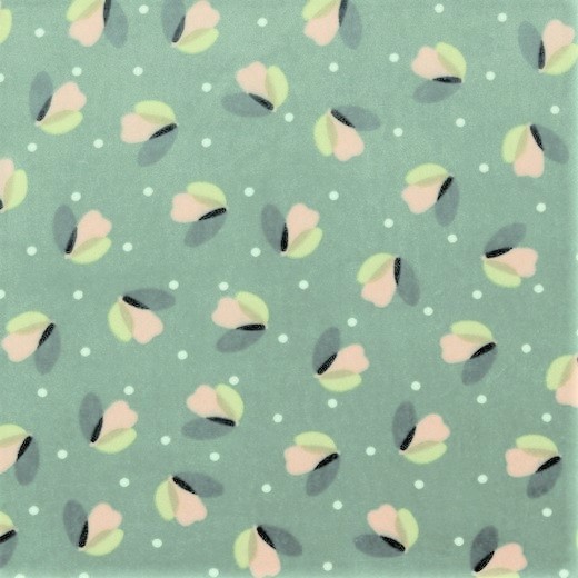 Nicki altgrün mit weißen Dots und Tulpen
