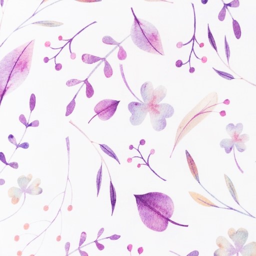 Digitaljersey Snoozy Fabrics mit Blumen und Gräser - ecru/violett