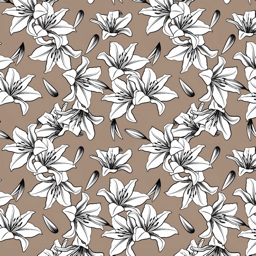 Canvas "Lily" mit Blumen - taupe