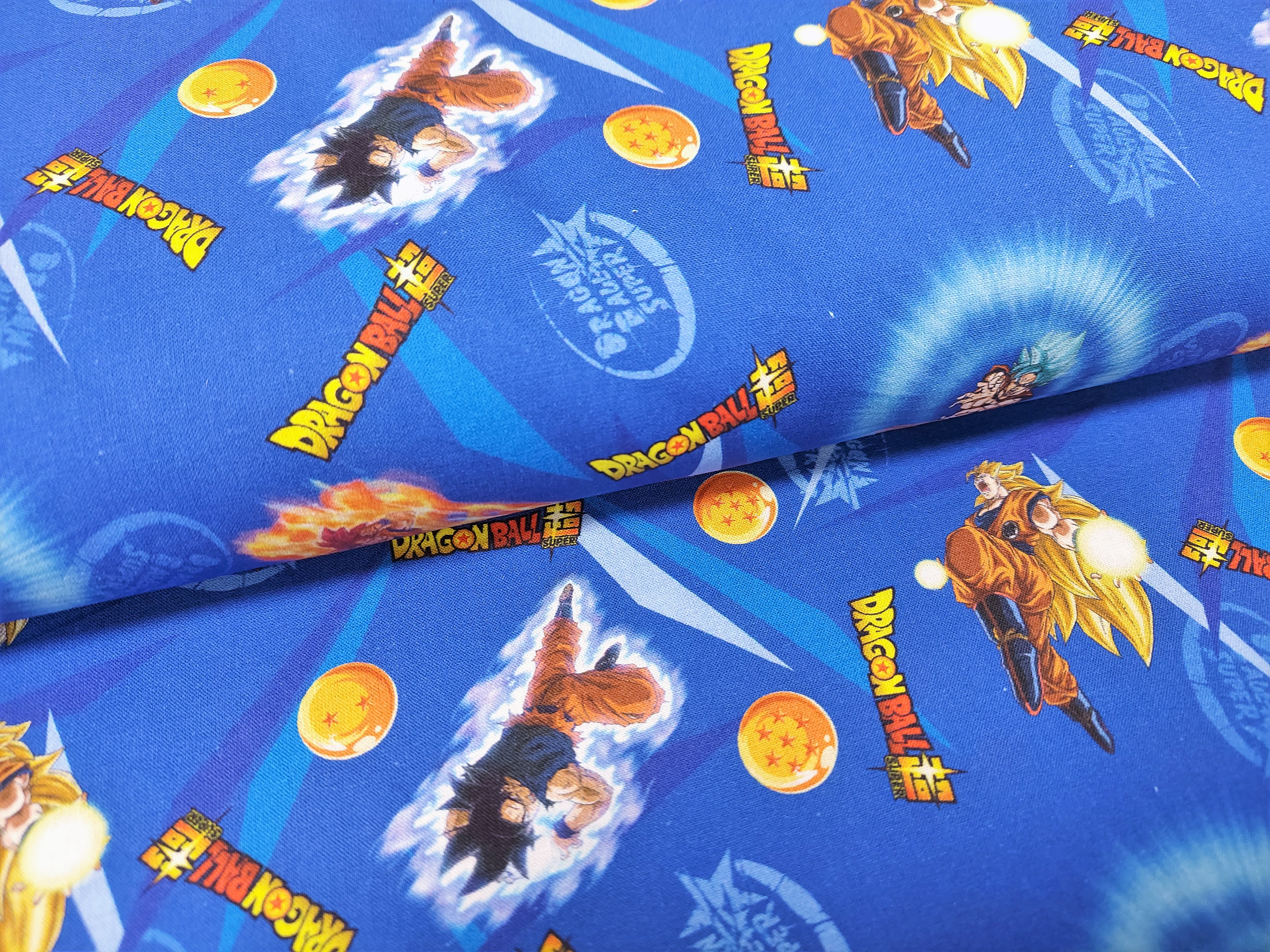 Baumwollstoff Lizenz mit Dragon Ball, Digitaldruck - royalblau
