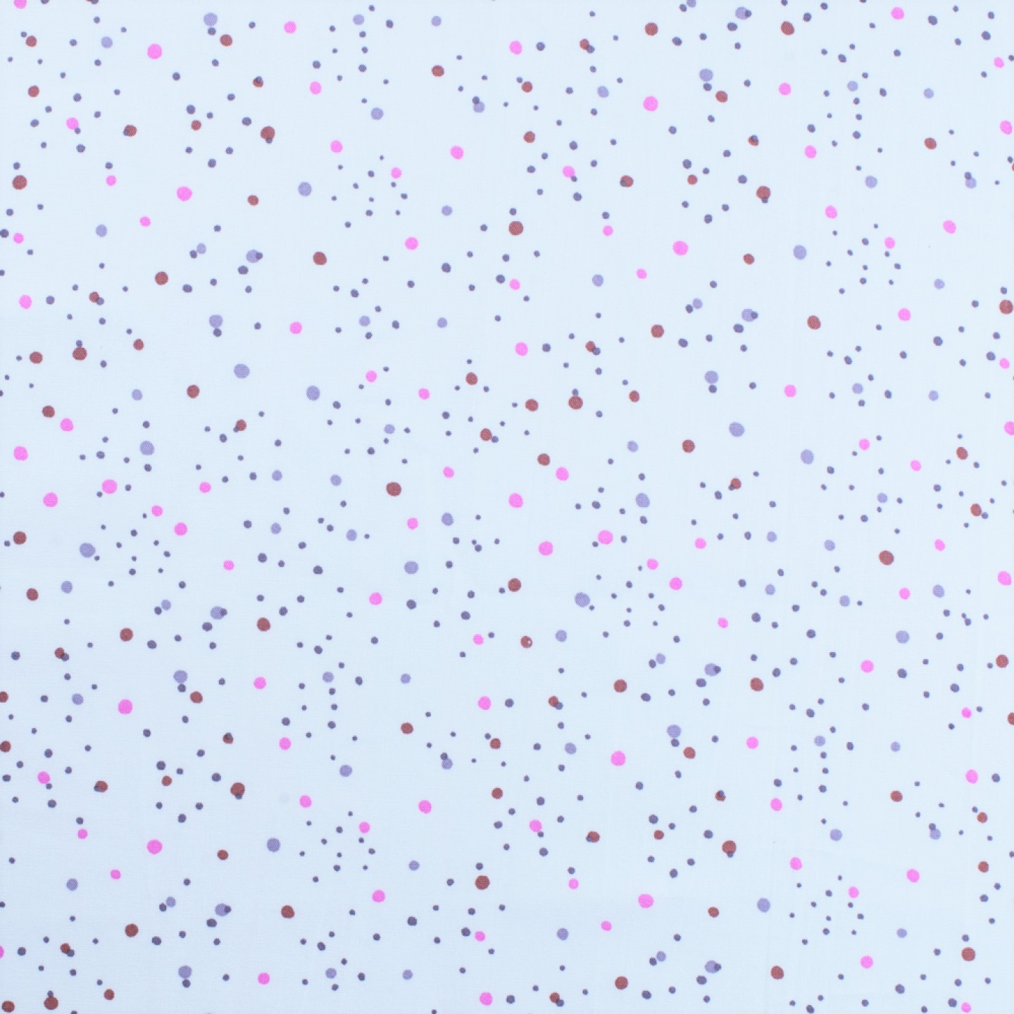 Baumwollstoff "Dots" weiß mit grau/braun/pinken Punkten 