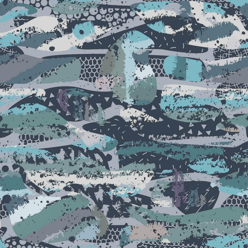 Sweat Organic Cotton Camouflage schwarz/blau - Digitaldruck           