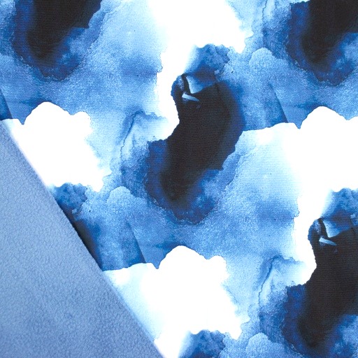 Softshell Digital mit Aquarell Wolken - blau/weiß