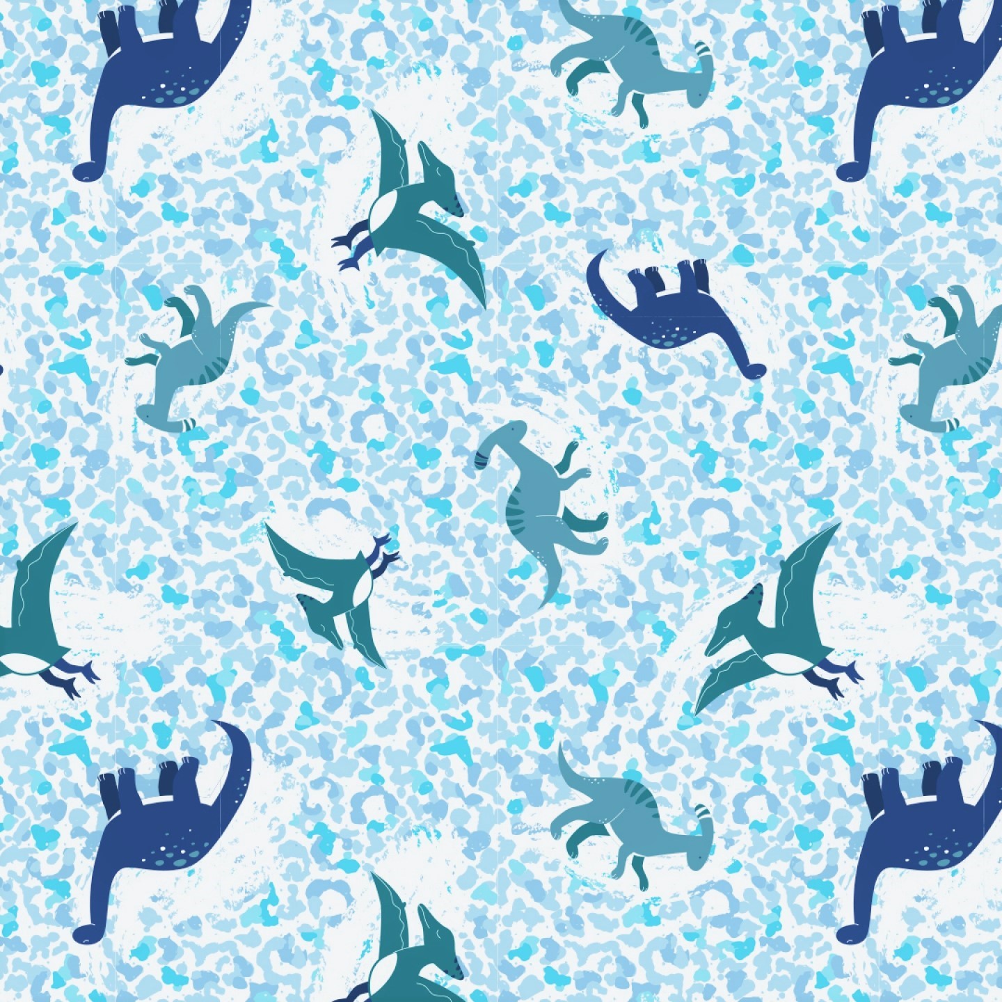 Baumwolljersey mit Dinosauriern - weiß/blau