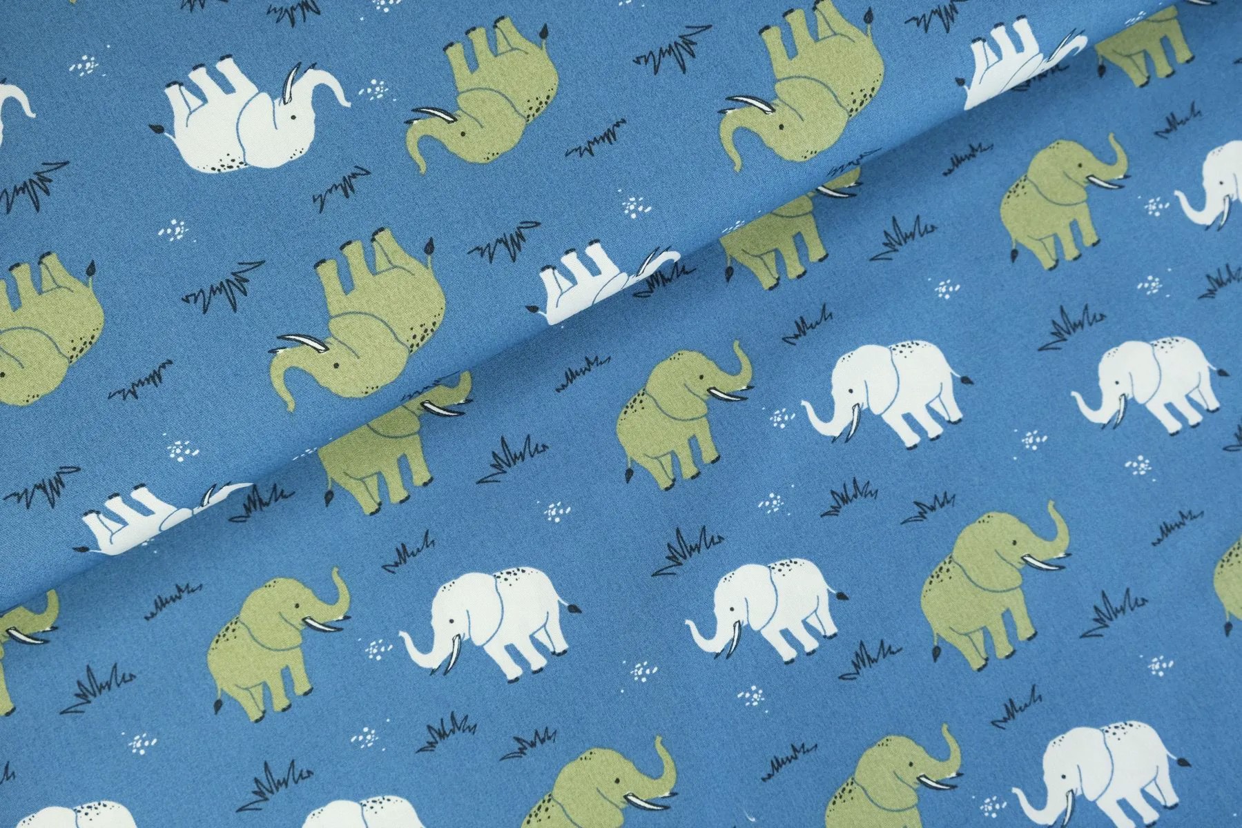 Baumwollstoff "Elephant in the Wild" - jeansblau