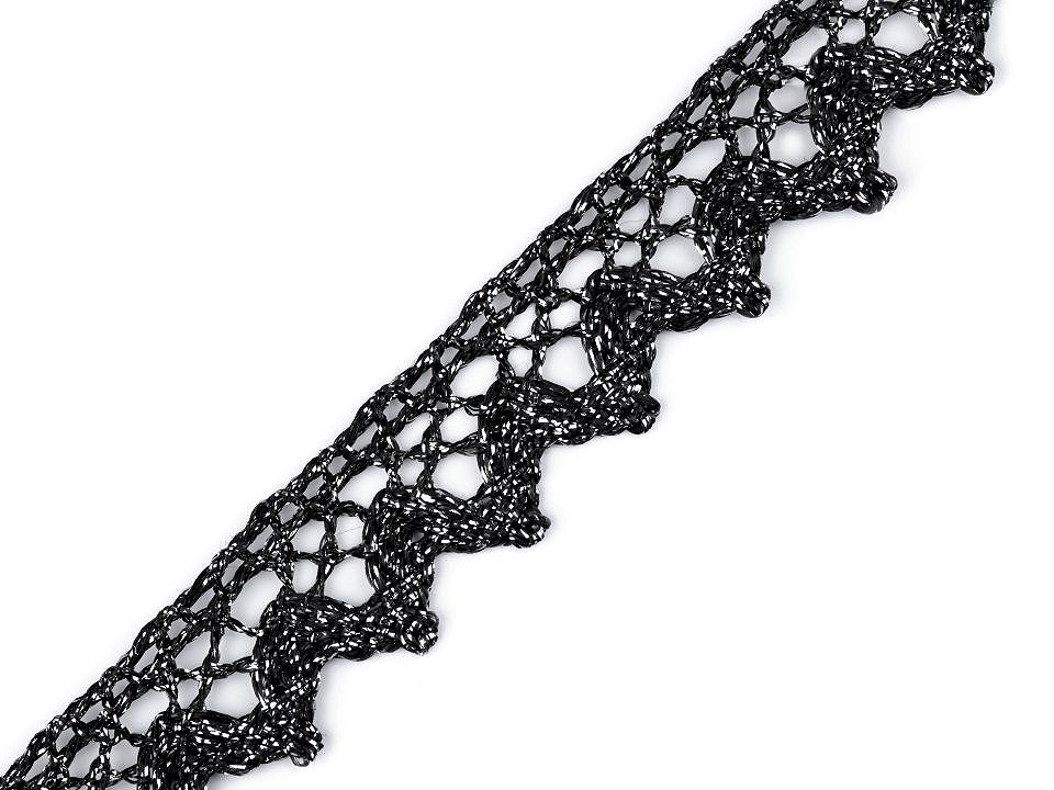Spitze schwarz mit silber Lurexfäden 15mm
