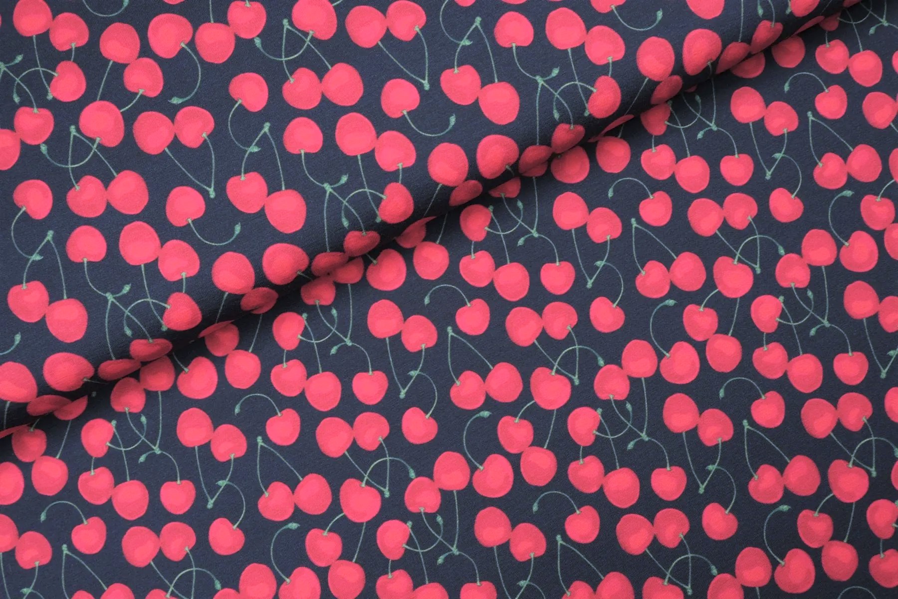 Digitaljersey "Sweet Cherries" mit roten Kirschen - dark navy