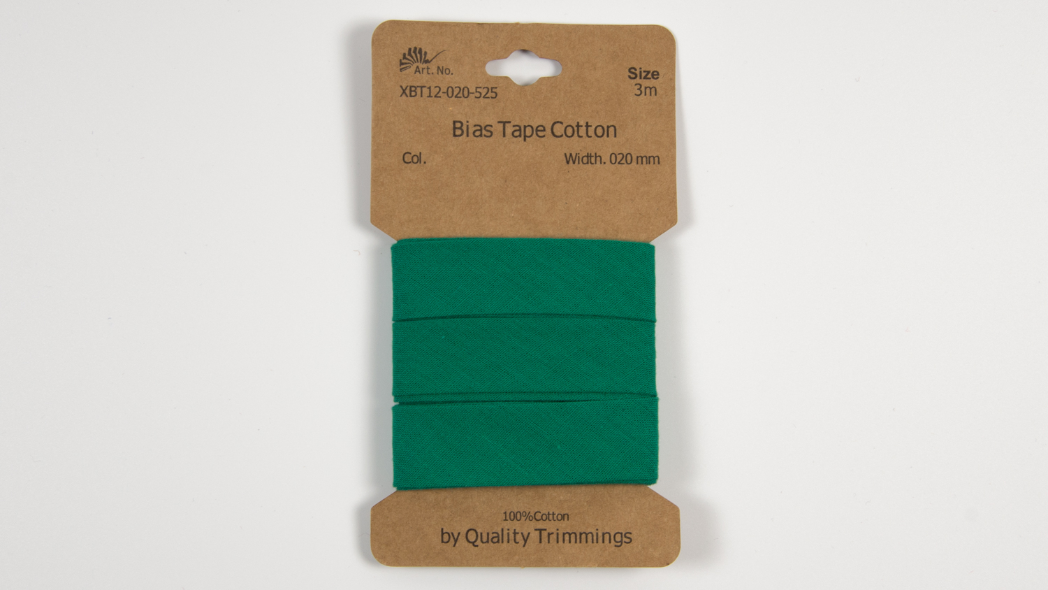 Karte 3m Baumwoll-Schrägband 20mm breit in grass green (525)       