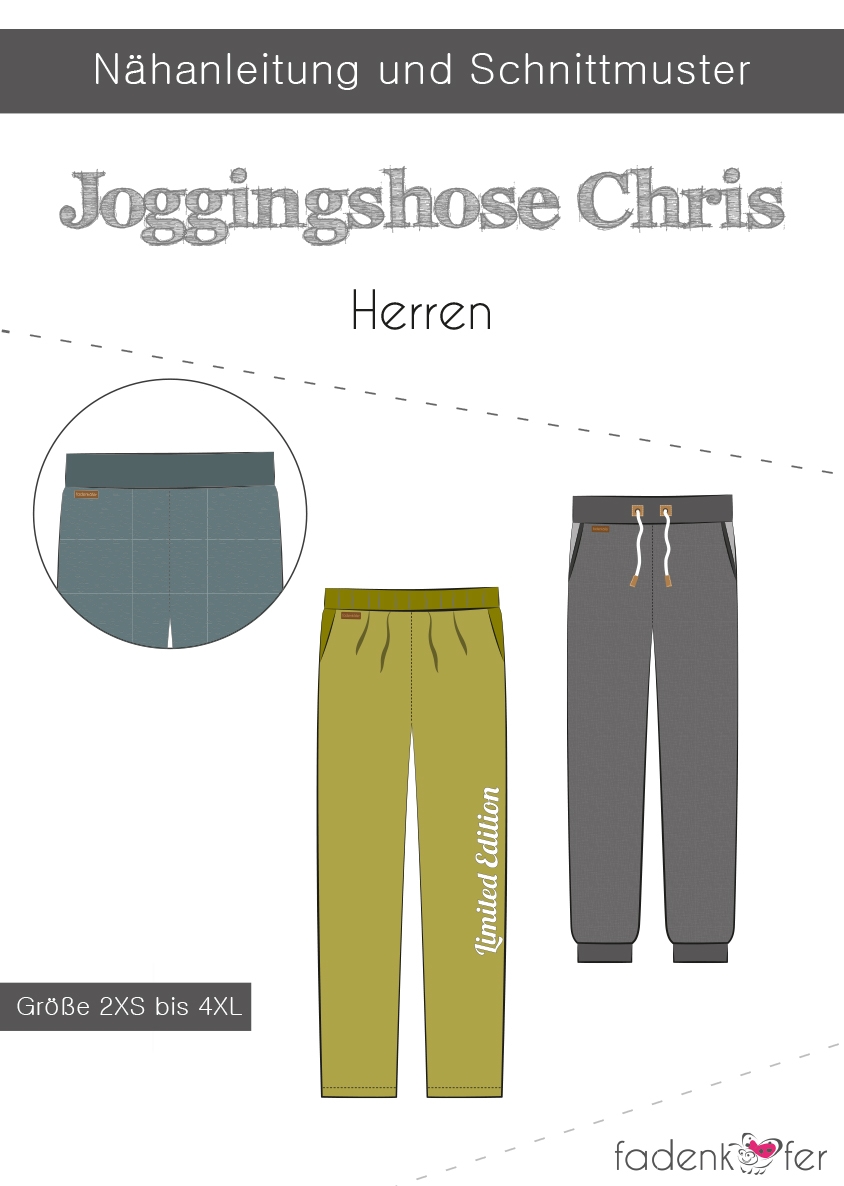 Papierschnittmuster Jogginghose Chris für Herren 2XS - 4XL von Fadenkäfer