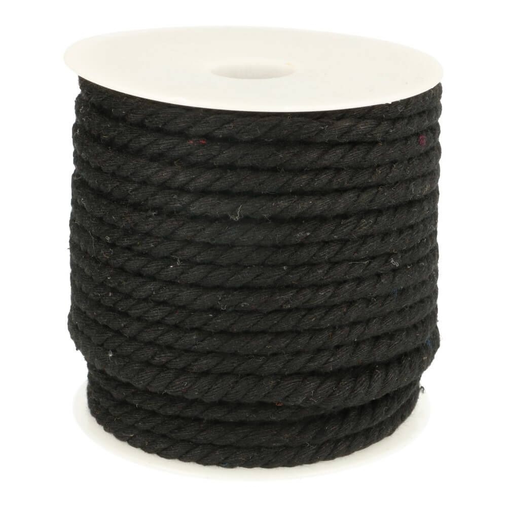 Kordel gedreht Baumwolle 6mm uni schwarz
