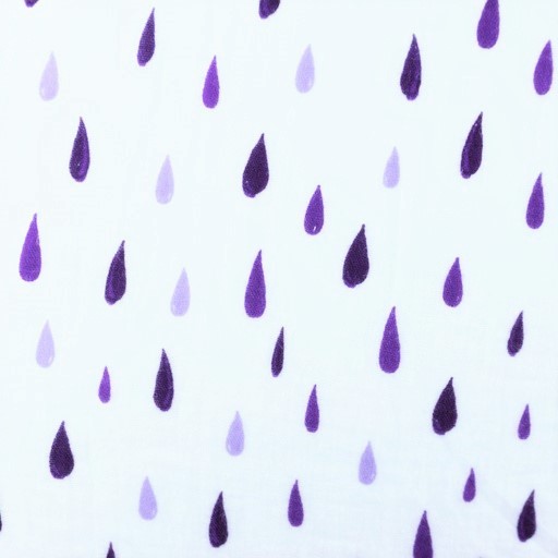 Baumwolle Double Gauze/ Musselin Digitaldruck mit Regentropfen - violett