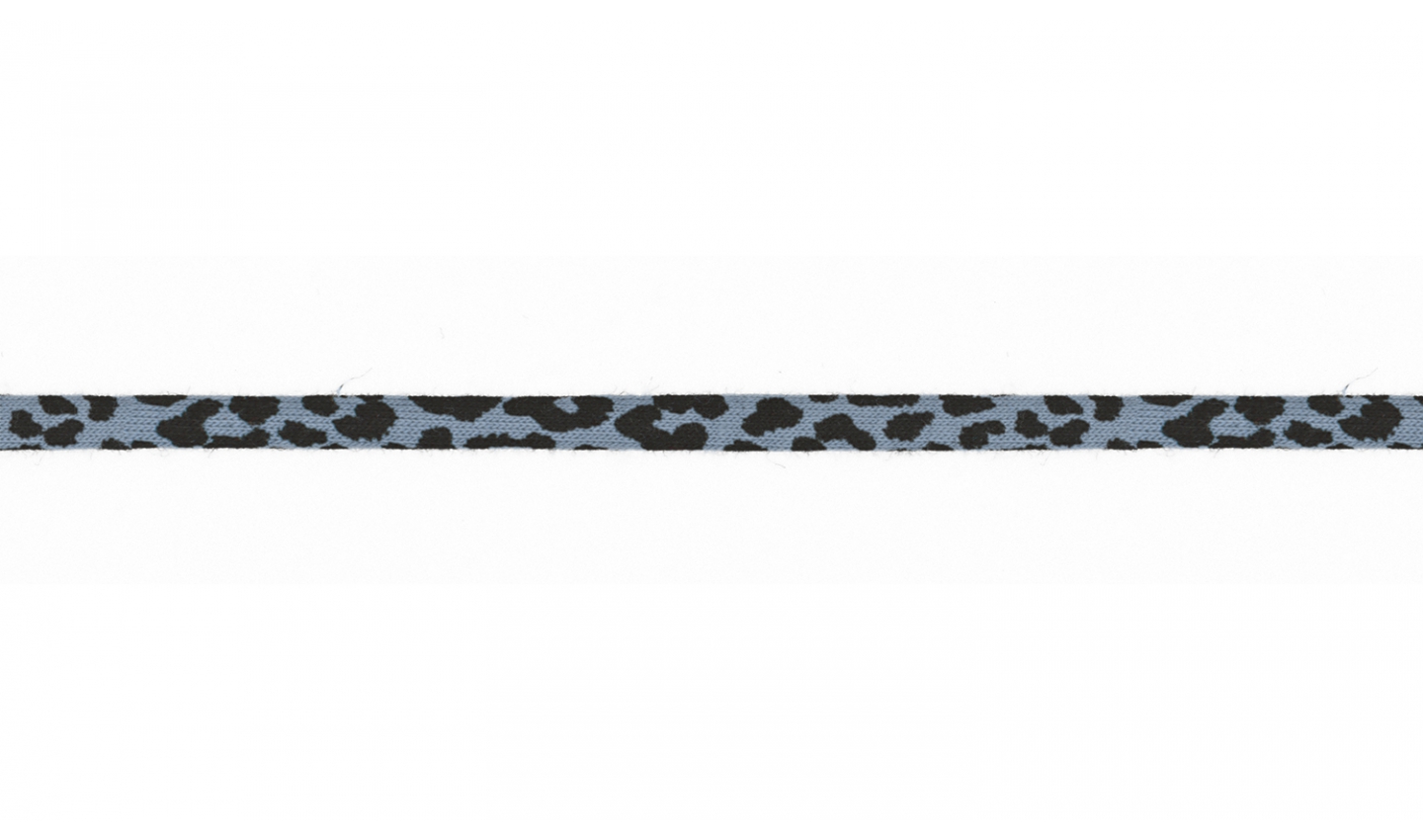 Jersey Kordel 6mm mit Leopardenmuster - dusty blue (003)