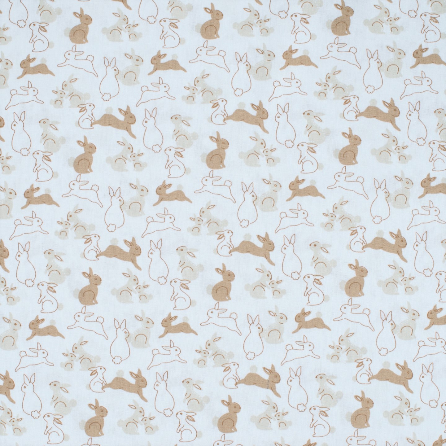 Baumwollstoff "Sweet Bunnies" mit Hasen - ecru