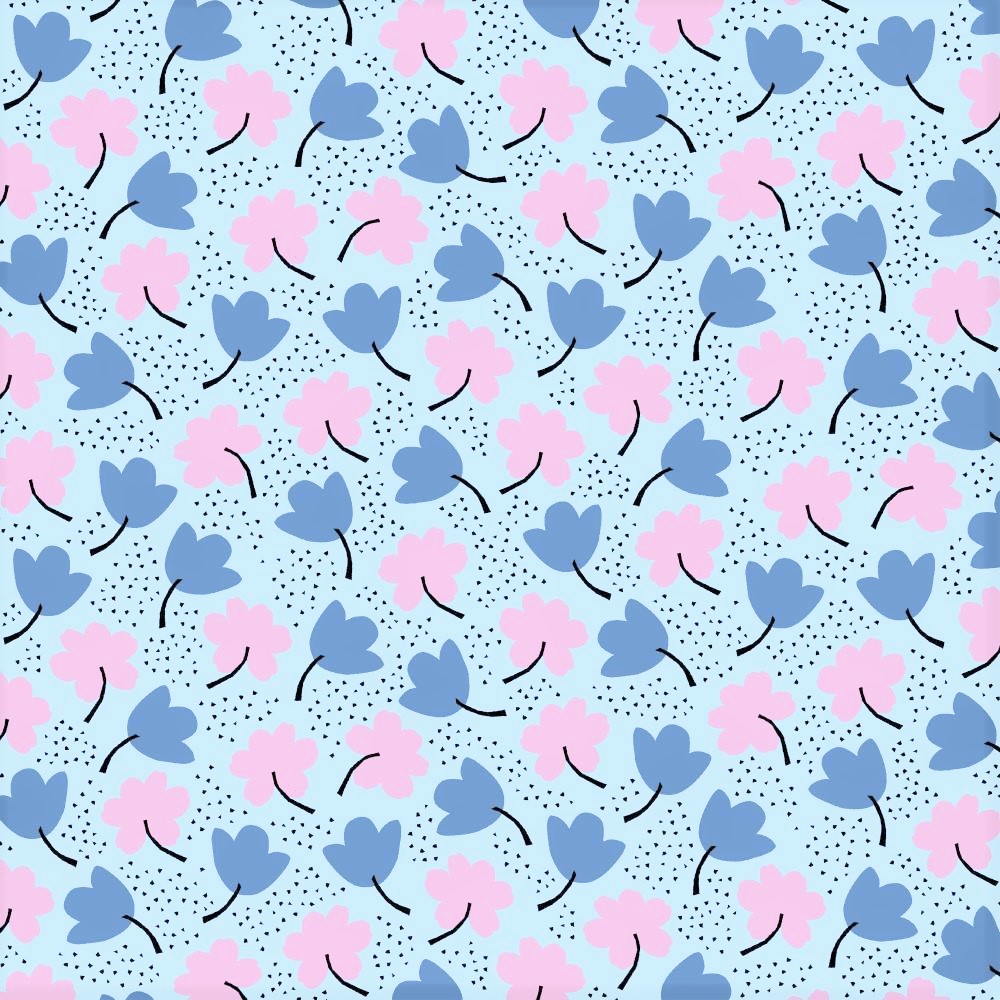 Tencel Modal Jersey light blue mit Blumen
