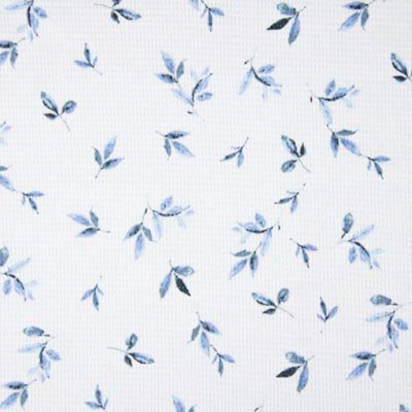 Waffel Jersey mit Blätterzweigen - ecru/dusty blue