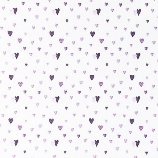 Digitaljersey Snoozy Fabrics "Sweet Hearts" mit Herzen - ecru/lila