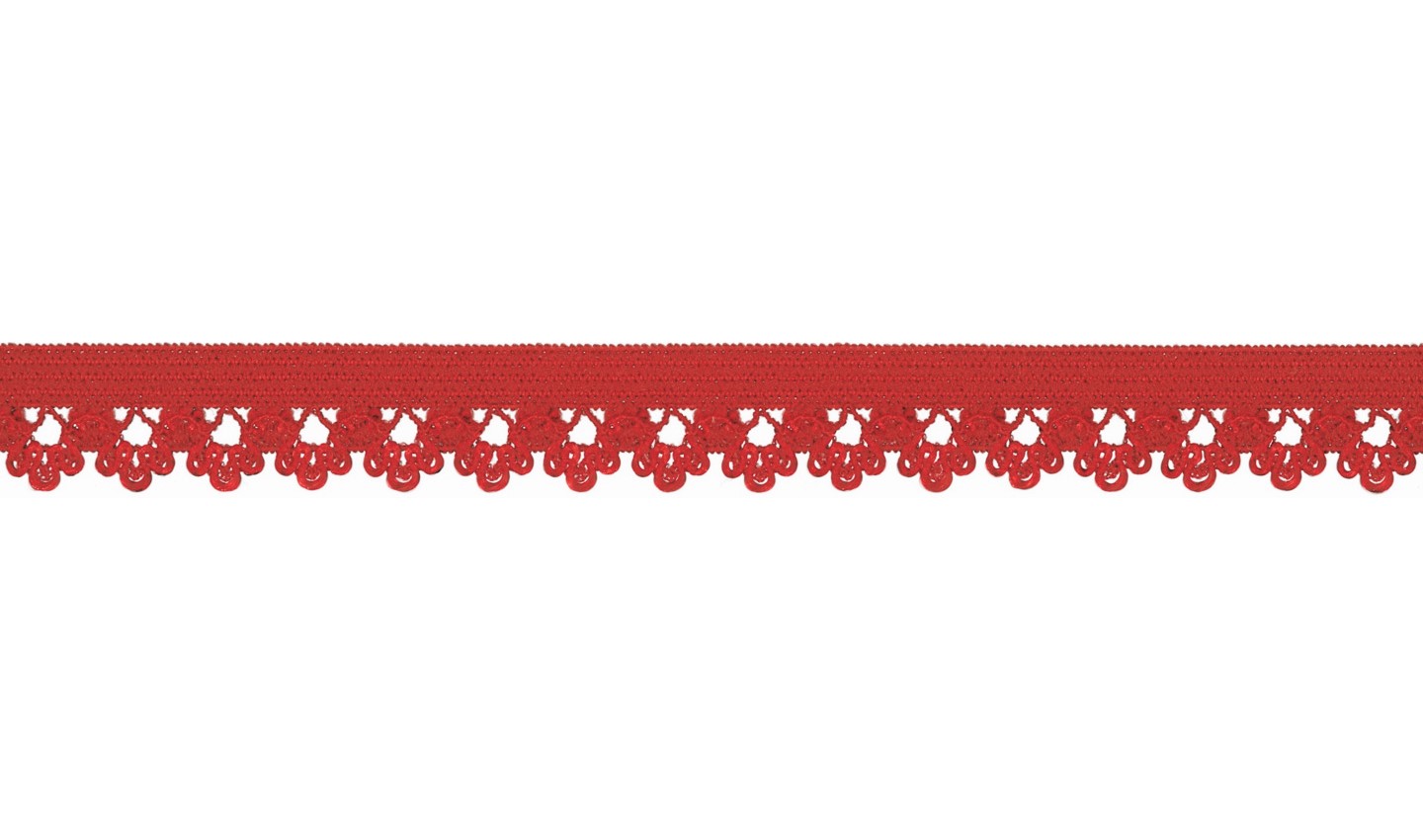 Elastische Spitze rot mit Blumen 13mm           