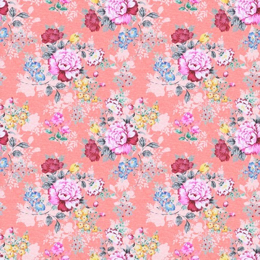 1,28m Reststück   Canvas Digital "Flower Bouquet" - coral