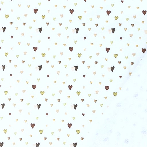 Sommersweat Snoozy Fabrics "Sweet Hearts" mit Herzen - ecru/pistazie