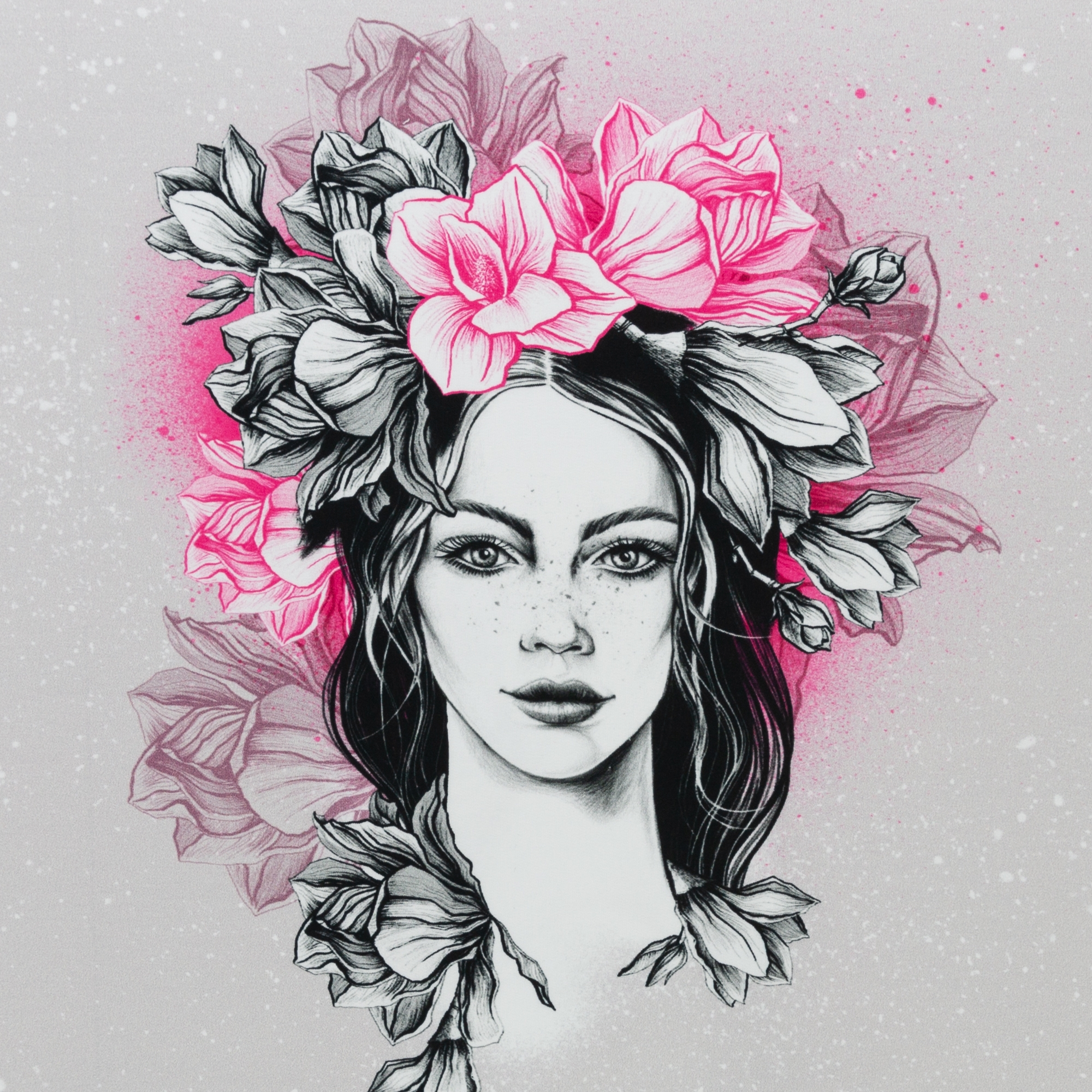 French Terry Panel "Miss Magnolia" by Thorsten Berger - grau
