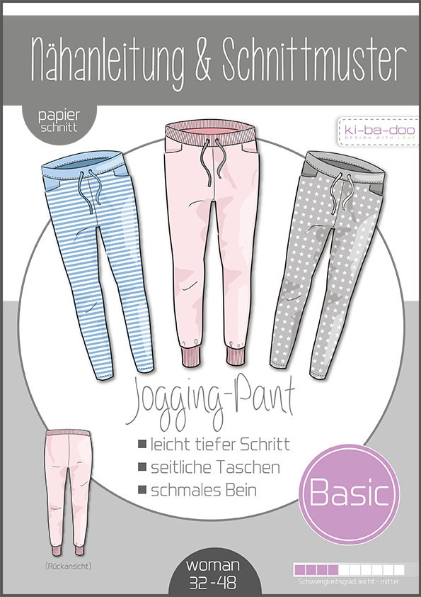 Papierschnittmuster Basic Jogging Pants Damen 32-48 von Ki-ba-doo