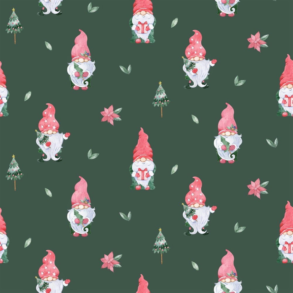 Baumwollstoff Digital "Christmas Gnomes" - dunkelgrün