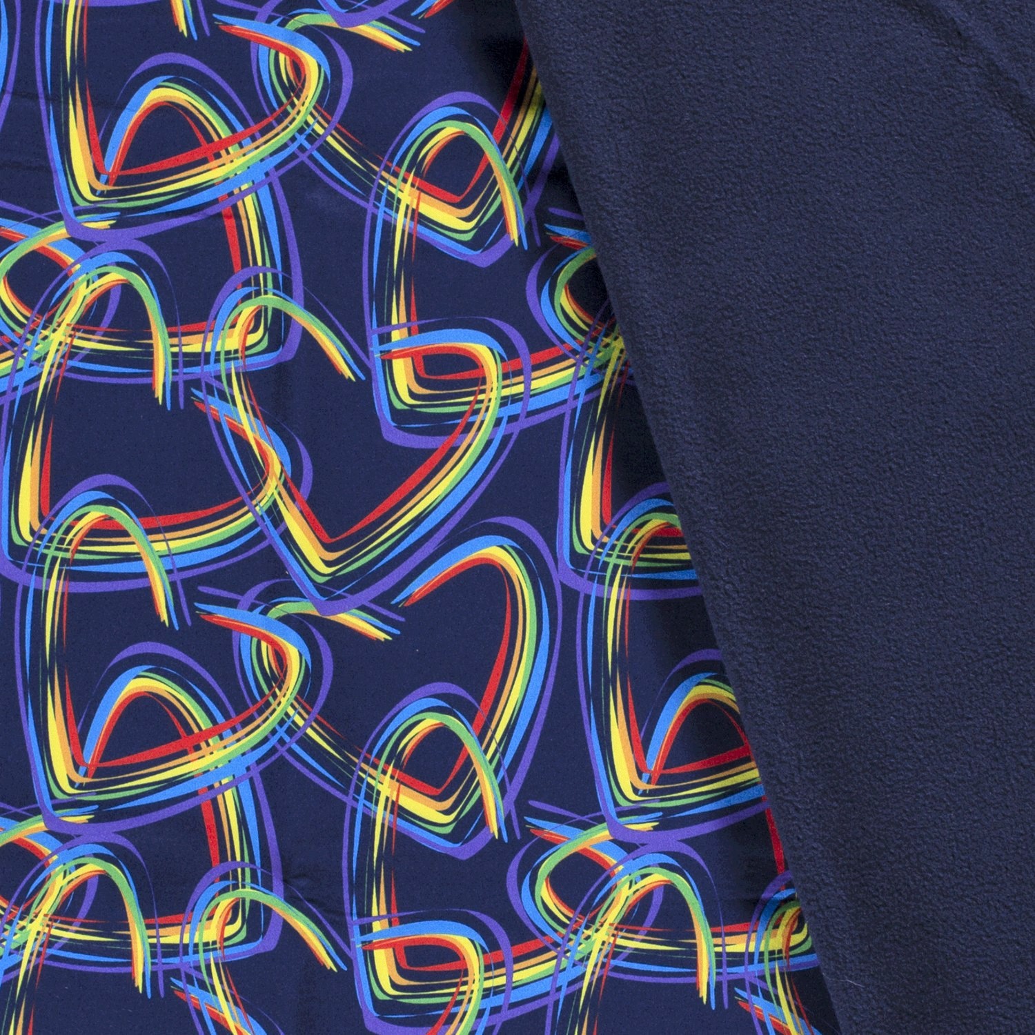 Softshell Digital mit großen bunten Herzen- navy