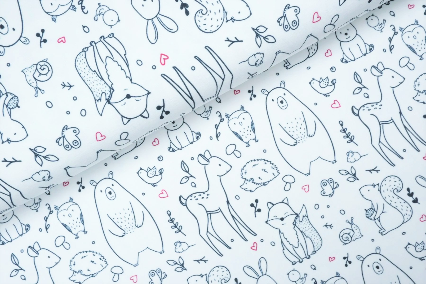 Sommersweat angeraut Digitaldruck "Animal Sketches"  - ecru