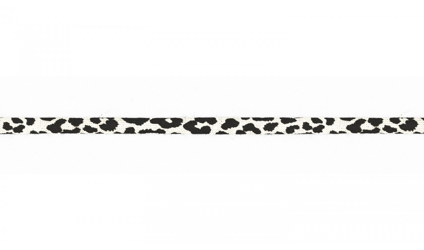 Jersey Kordel 6mm mit Leopardenmuster - weiß (050)   
