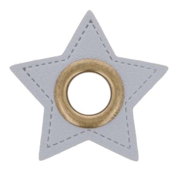 Ösen-Patch auf grauem Kunstleder in Sternform bronze 11mm 