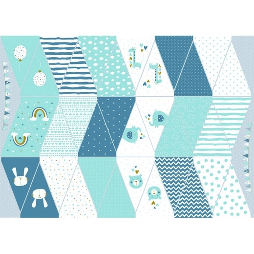 Baumwollstoff Panel "Baby Girlande" hellblau