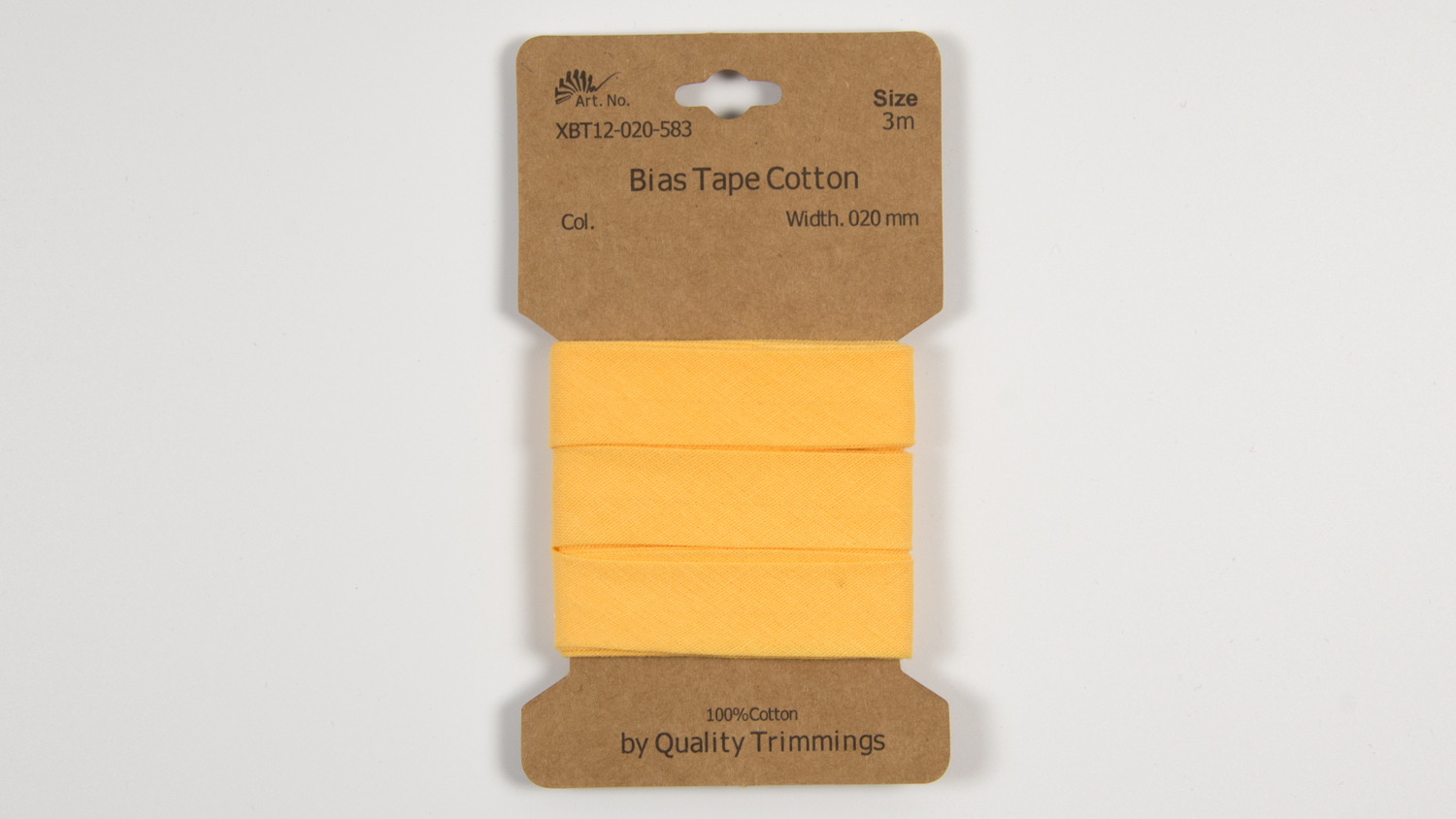Karte 3m Baumwoll-Schrägband 20mm breit in yellow (583)              
