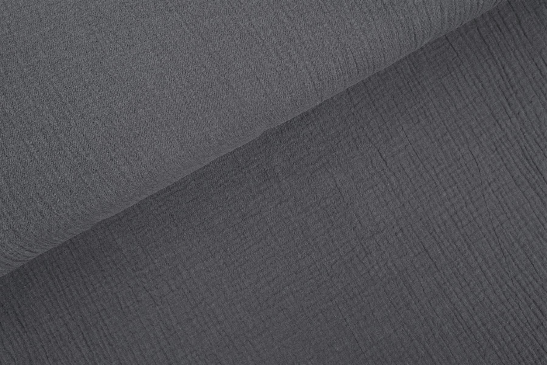Double Gauze / Musselin uni dunkelgrau