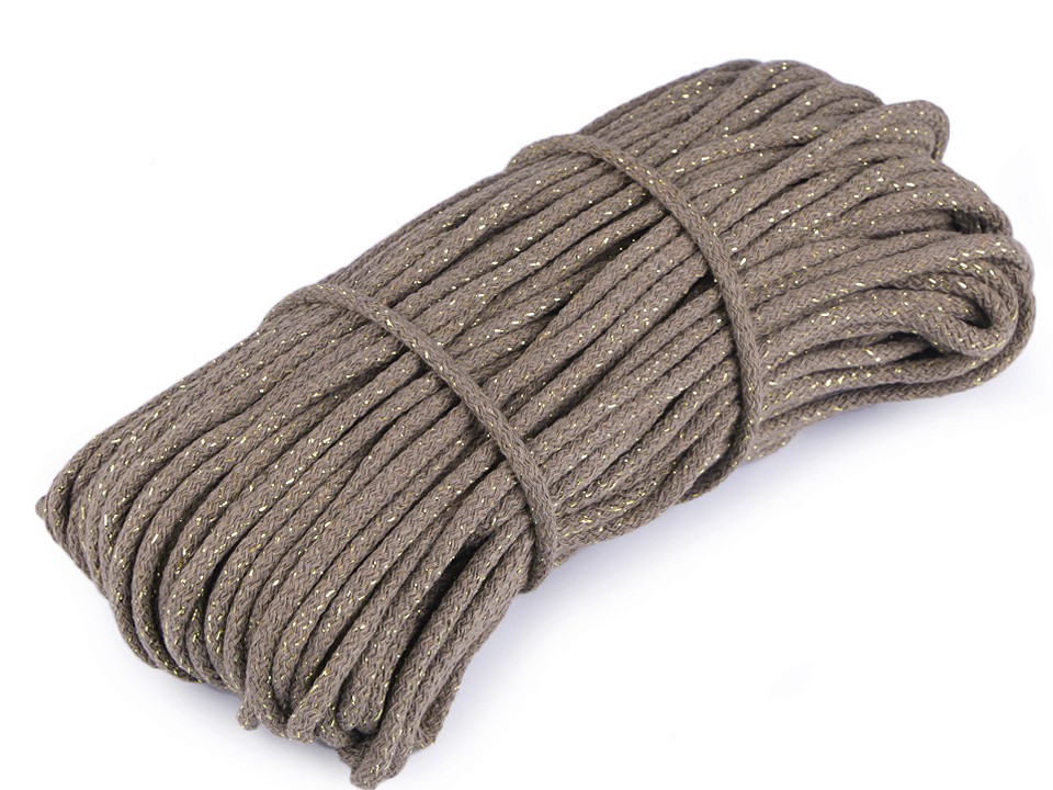 Kordel taupe mit Lurexfäden (gold) 5mm   