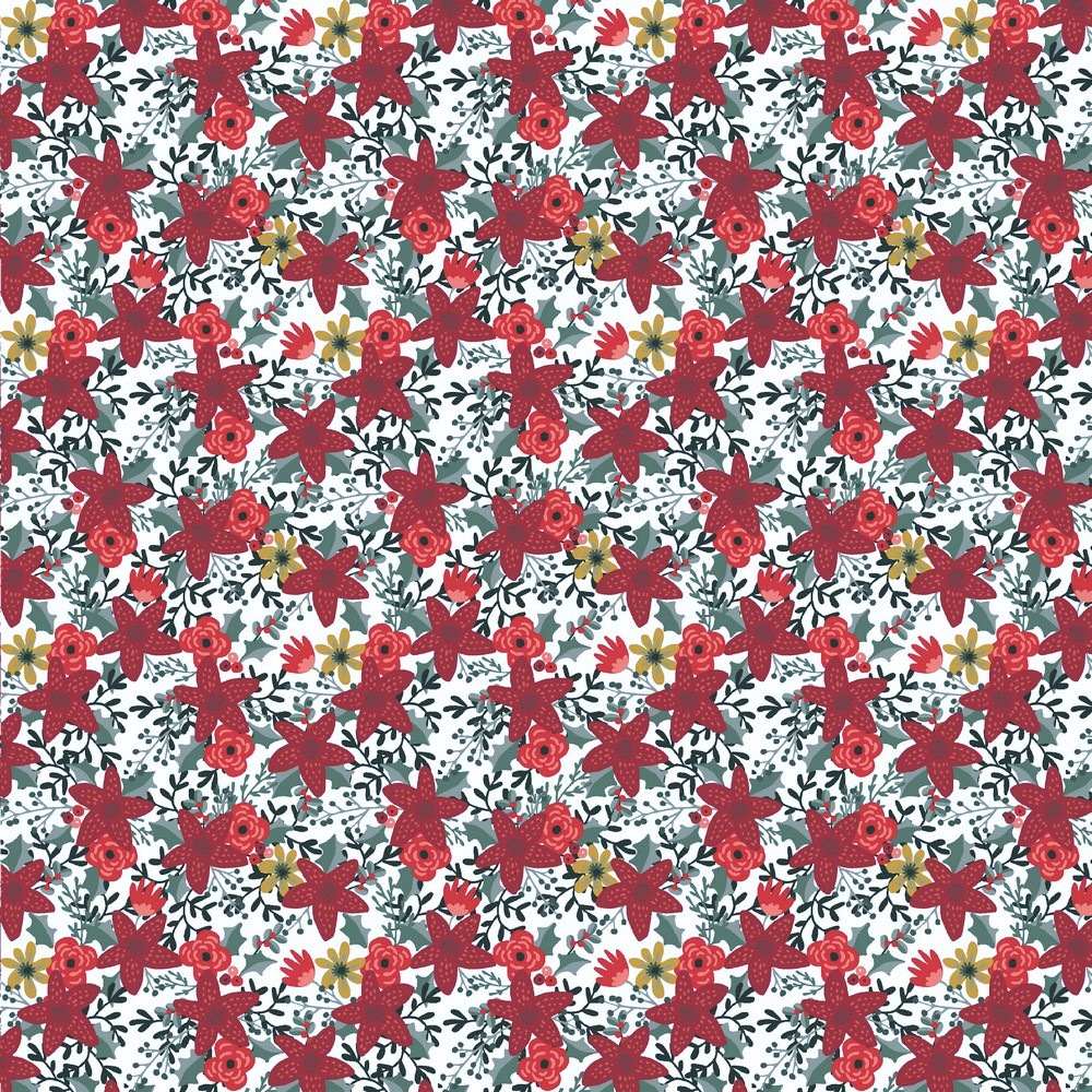 Baumwollstoff mit Weihnachtssternen - weiß