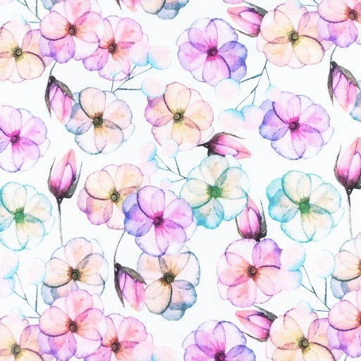 Digitaljersey Snoozy Fabrics mit bunten Sommerblumen - ecru